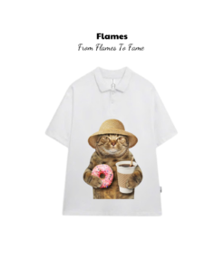 Áo Polo Flames Store Hình In Mèo